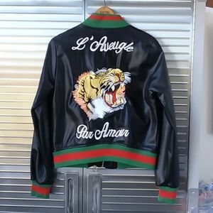 NWT faux leather bomber jacket embroidered